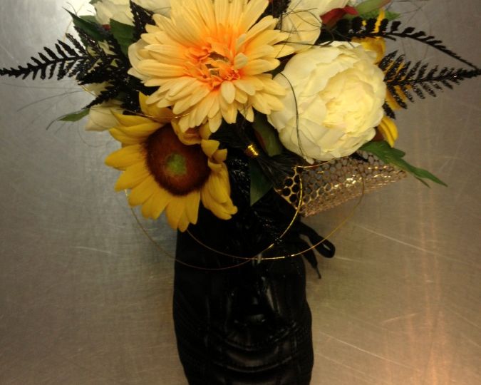 Flower Arrangement in a Rugby Boot