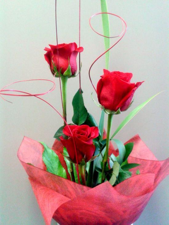 Three Valentines Roses