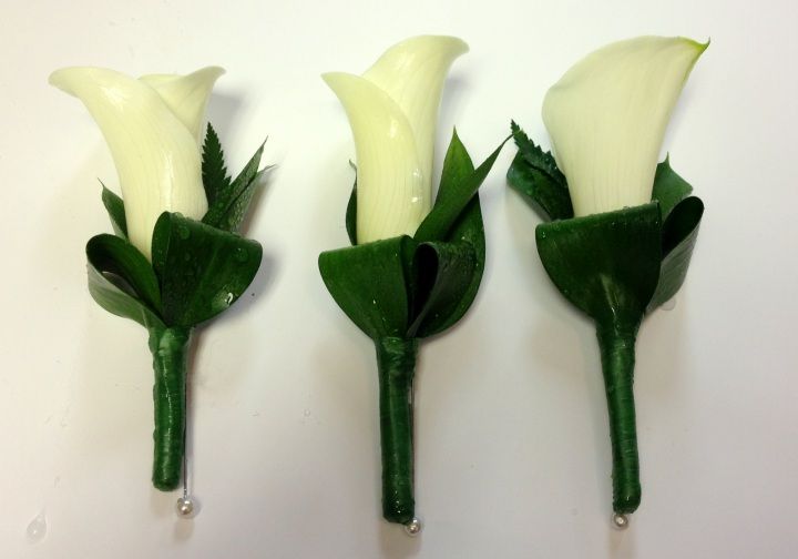 White Callalilly Button Holes